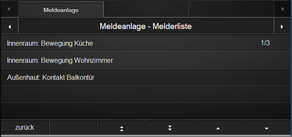 Visualisierung Melderliste