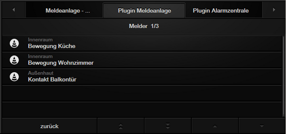 Plugin Meldenanlage - Melderliste
