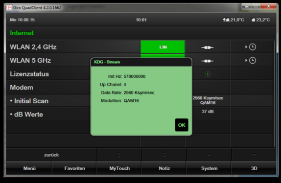 QuadClient2: Textmeldung 5 Zeilen