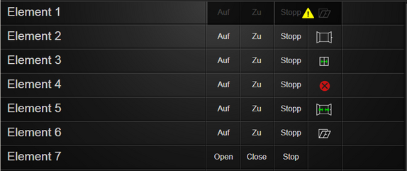 Abb. 3: Anzeige Fläche 1 (Verhalten „Fenster“ und „Schiebeelement“)