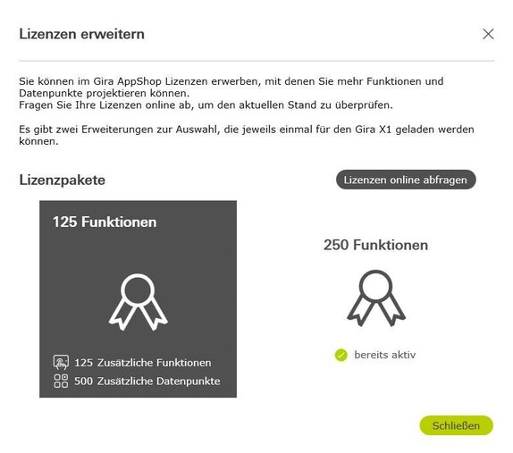 Gira X1 Softwareerweiterung 250 Funktionen